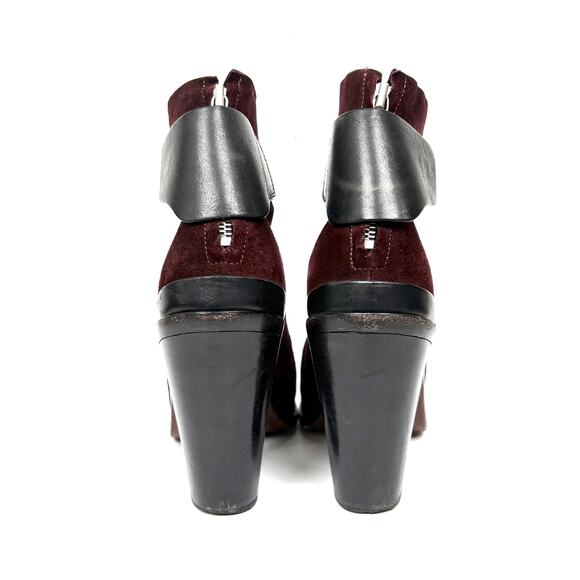 Rag & Bone Kerr Nubuck Ankle Boots Bordeaux Chunky Stacked Heel Taylor Swift 41 - Picture 8 of 15